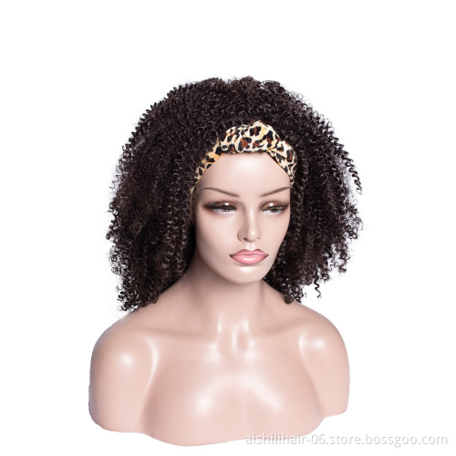 wholesale headband wigs heat resistant kinky curly wigs headabnd synthetic hair wigs for black women
